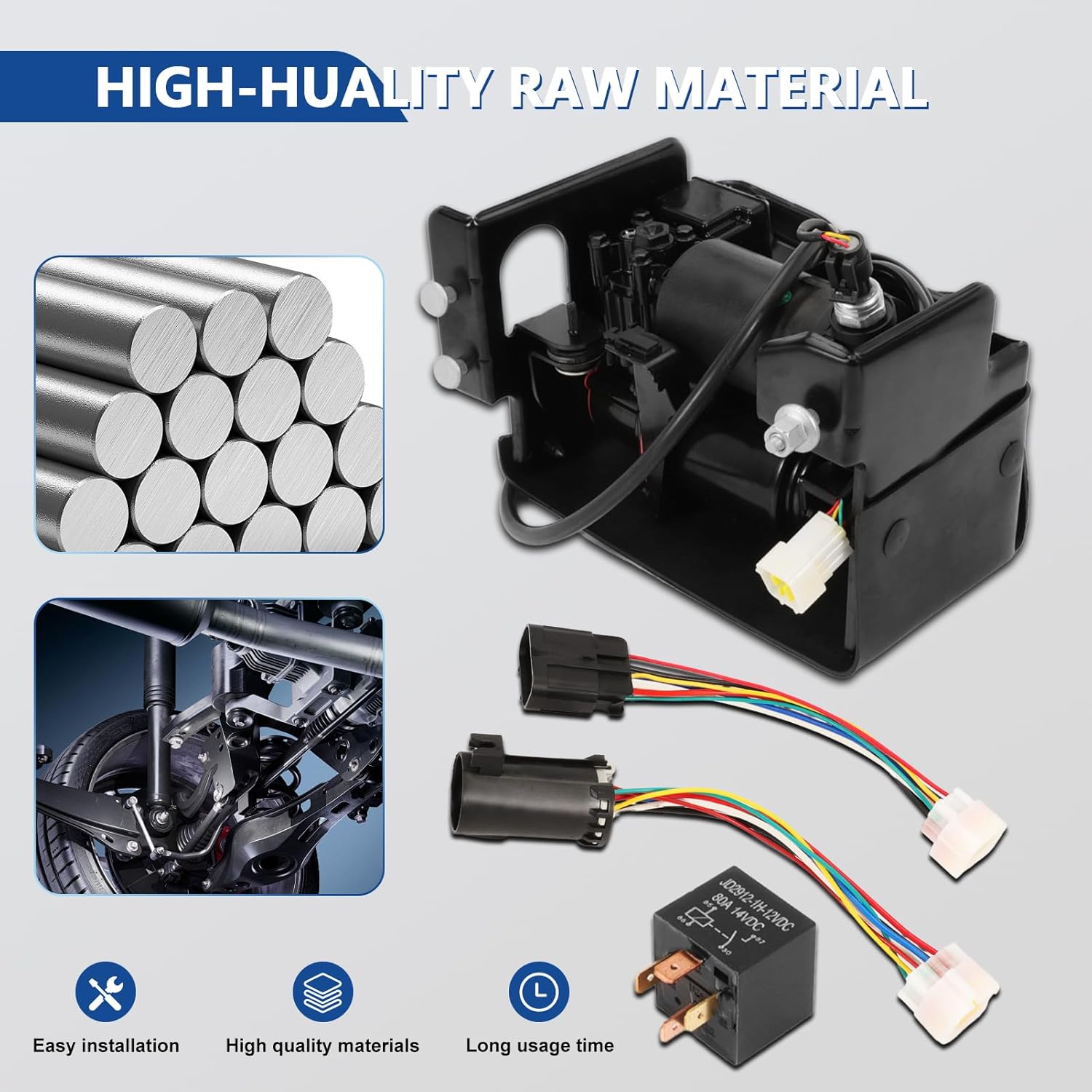 Air Ride Suspension Compressor Pump w/Relay Compatible with 2015-2020 Escalade ESV Suburban Tahoe Yukon XL, OEM Number Replace# 23316154 23282712 22797525 23232591