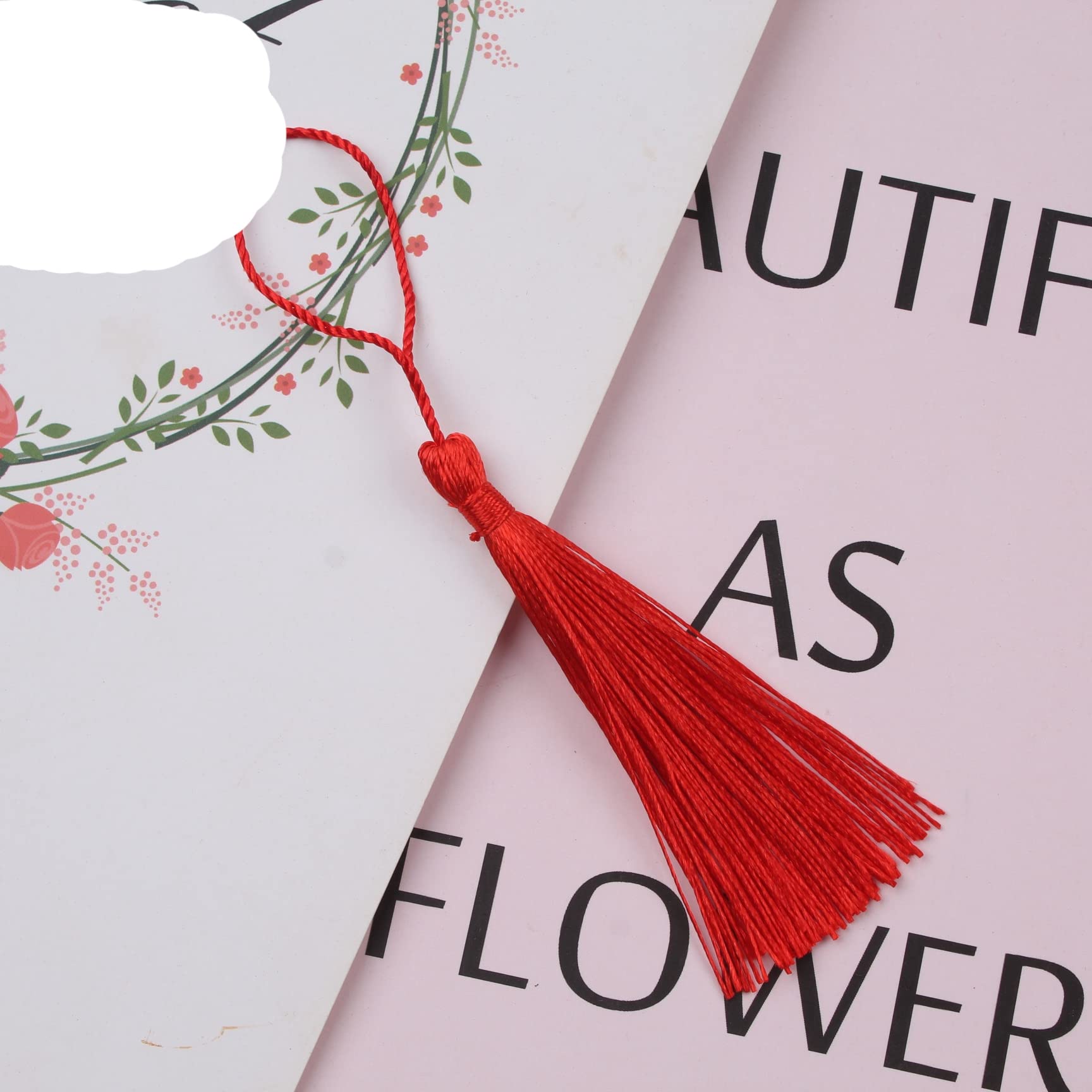 QUNINE 100 Pezzi/Pacco 13 cm Nappe di Seta Poliestere Fai da Te Manuale segnalibro Artigianato Tende Corda da Appendere Frangia Portachiavi ciondoli Nappe sfuse-43 Lino Grigio (01rosso)