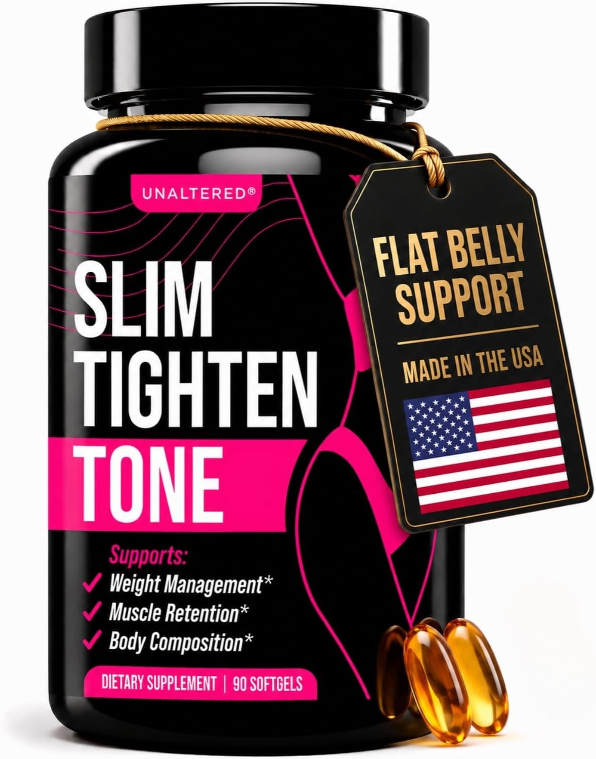 UNALTERED Belly Fat Burner for Women - Slim Waist, Lose Stomach Fat, Reduce Bloating - Natural Weight Loss Pills, Appetite Suppressant, & Metabolism Booster - 90 Capsules