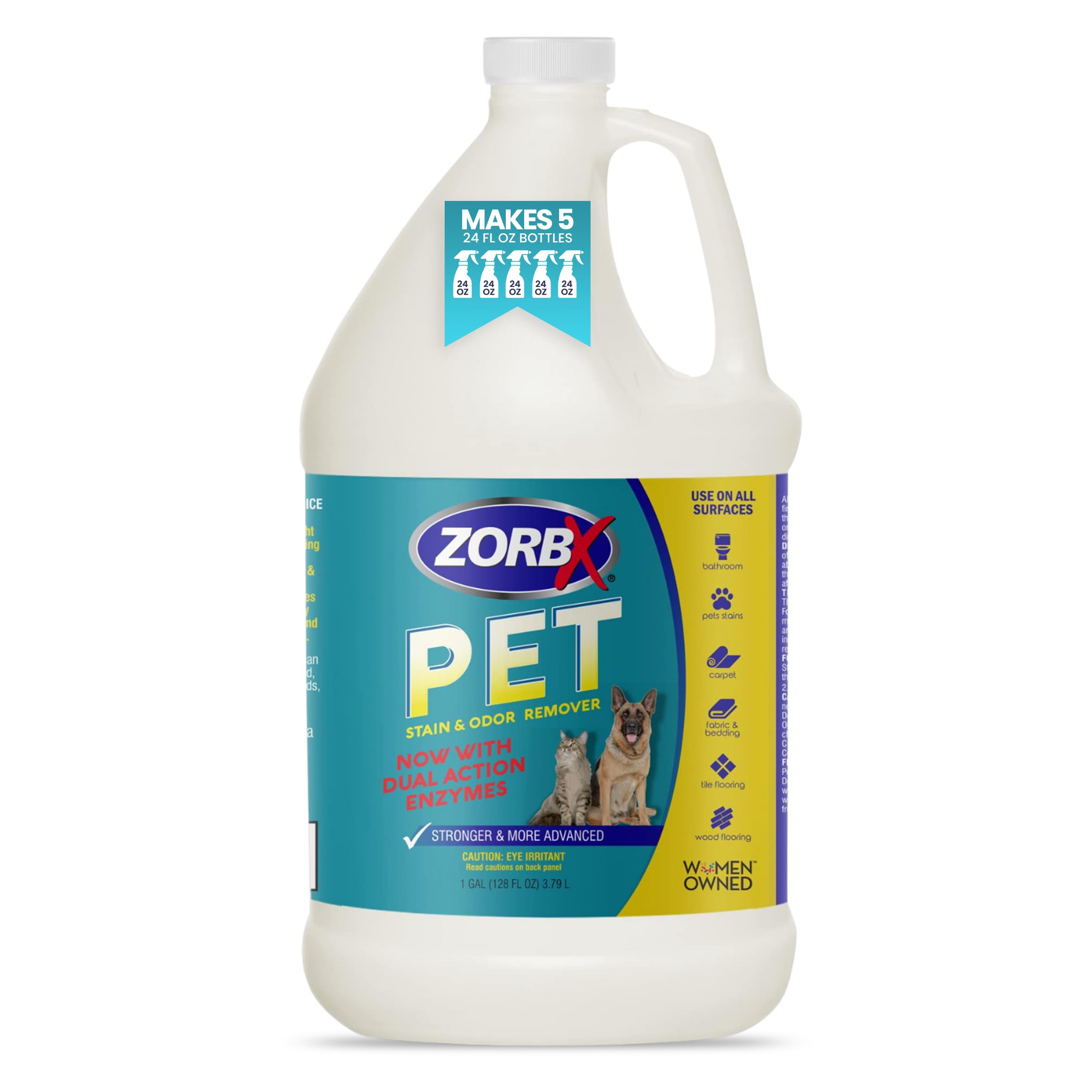 ZORBX Dual Action Pet Stain &amp; Odor Remover 128 oz Refill