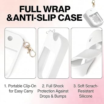 Silicone Case Compatible with Touchland Spray, Protective Holder with Keychain for Touchland 1FL. OZ Power Mist & Glow Mist (White)