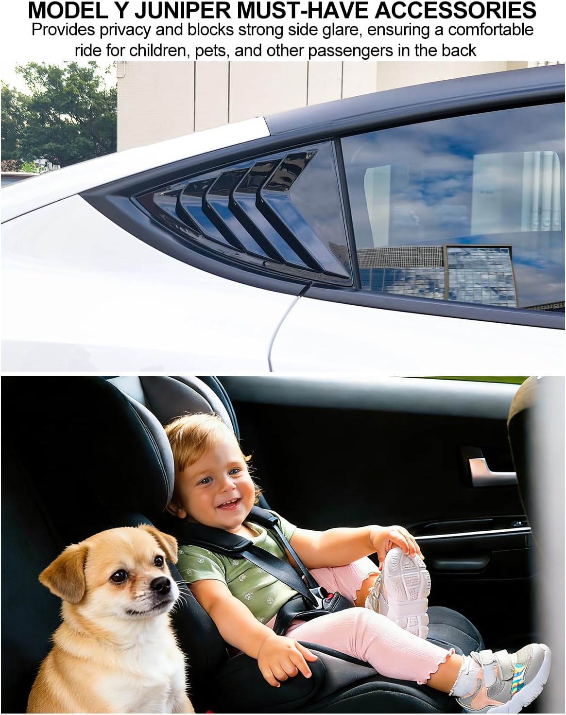 for Tesla Rear Side Window Cover Louver Model Y Refreshed Juniper Accessories 2020-2026 ABS Side Window Louver Cover Sport Style Rear Window Blinds Air Vent Scoop Shades Exterior Decoration