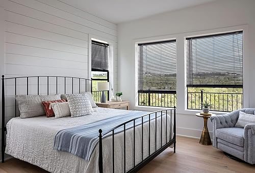 Miniatura 3 de LazBlinds Mini persianas horizontales de aluminio de 1 pulgada sin herramientas, sin taladro, para ventana, corte personalizado a medida, opacas,