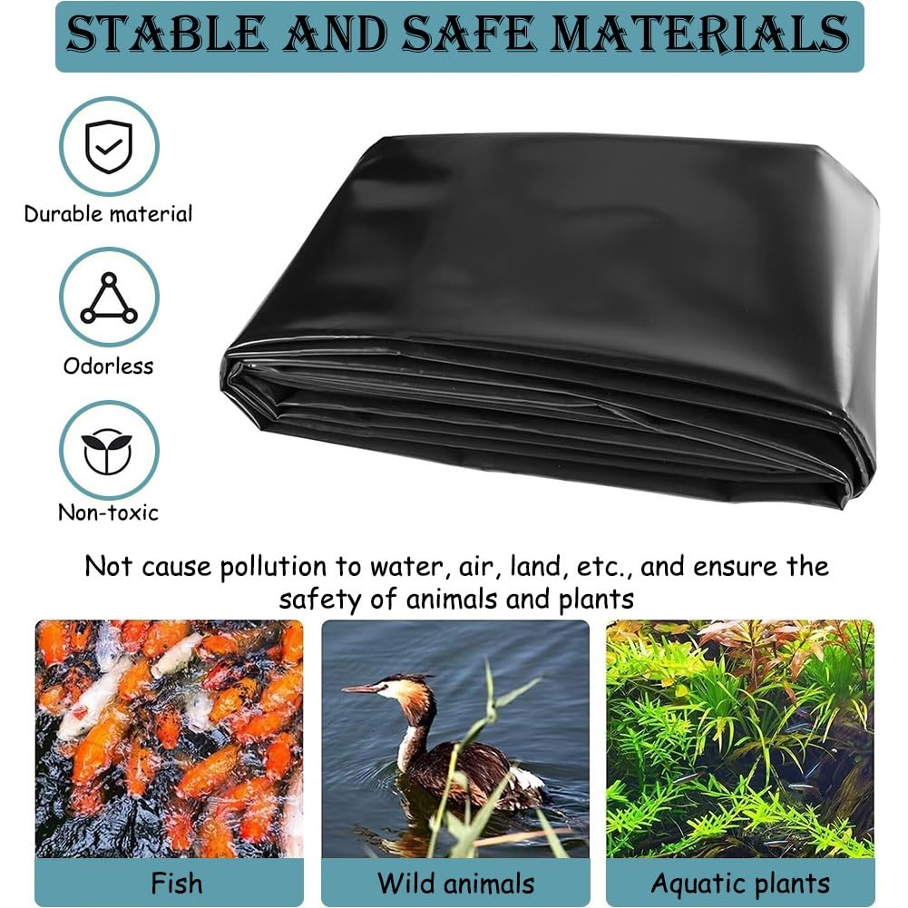 SOYDAN Revestimiento de Estanque, Lámina para Estanque de Peces Koi HDEP de Pulgada Resistente a Los Rayos UV de Fácil Corte, Lona Estanque para KOI o Peces y Paisajes Acuáticos(4.50x6.0m(15x20FT))