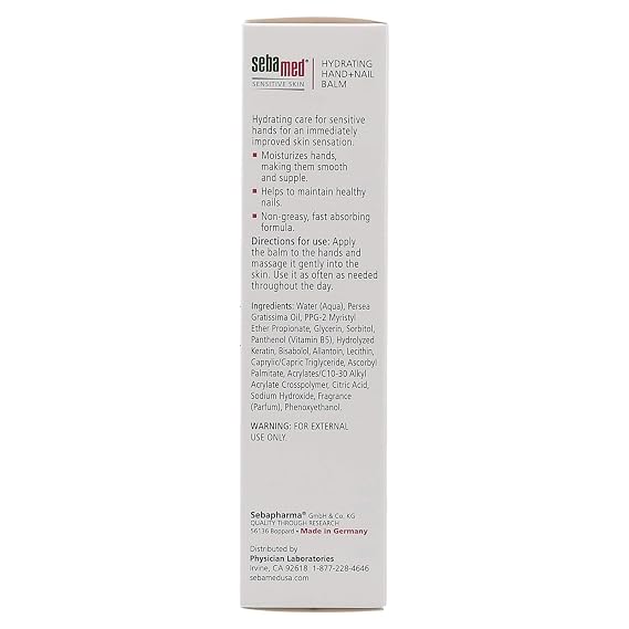 Sebamed Hand and Nail Balm pH 5.5 for Sensitive Skin Hypoallergenic Non-greasy Dermatologist Recommended Moisturizer 2.6 Fluid Ounces (75mL)