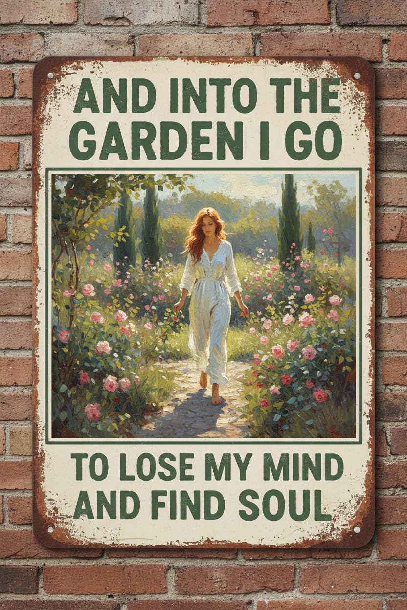 Into The Garden Lose My Mind Find My Soul Tin Sign, 8x12 Inch