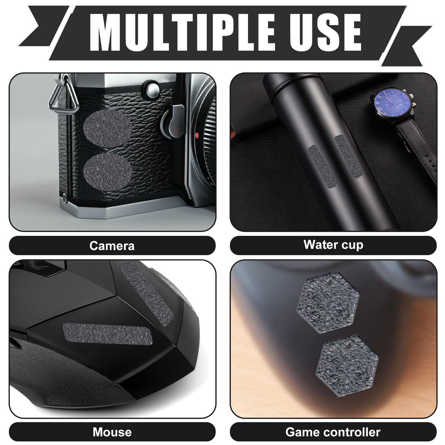 4pz Adesivi Antiscivolo Grigi, Nastro Antiscivolo Universale per Telefono Nastro Antiscivolo per Mouse Adesivo per Telefono Cellulare Strisce Pretagliate Nastro Adesivo per Fotocamera Mouse