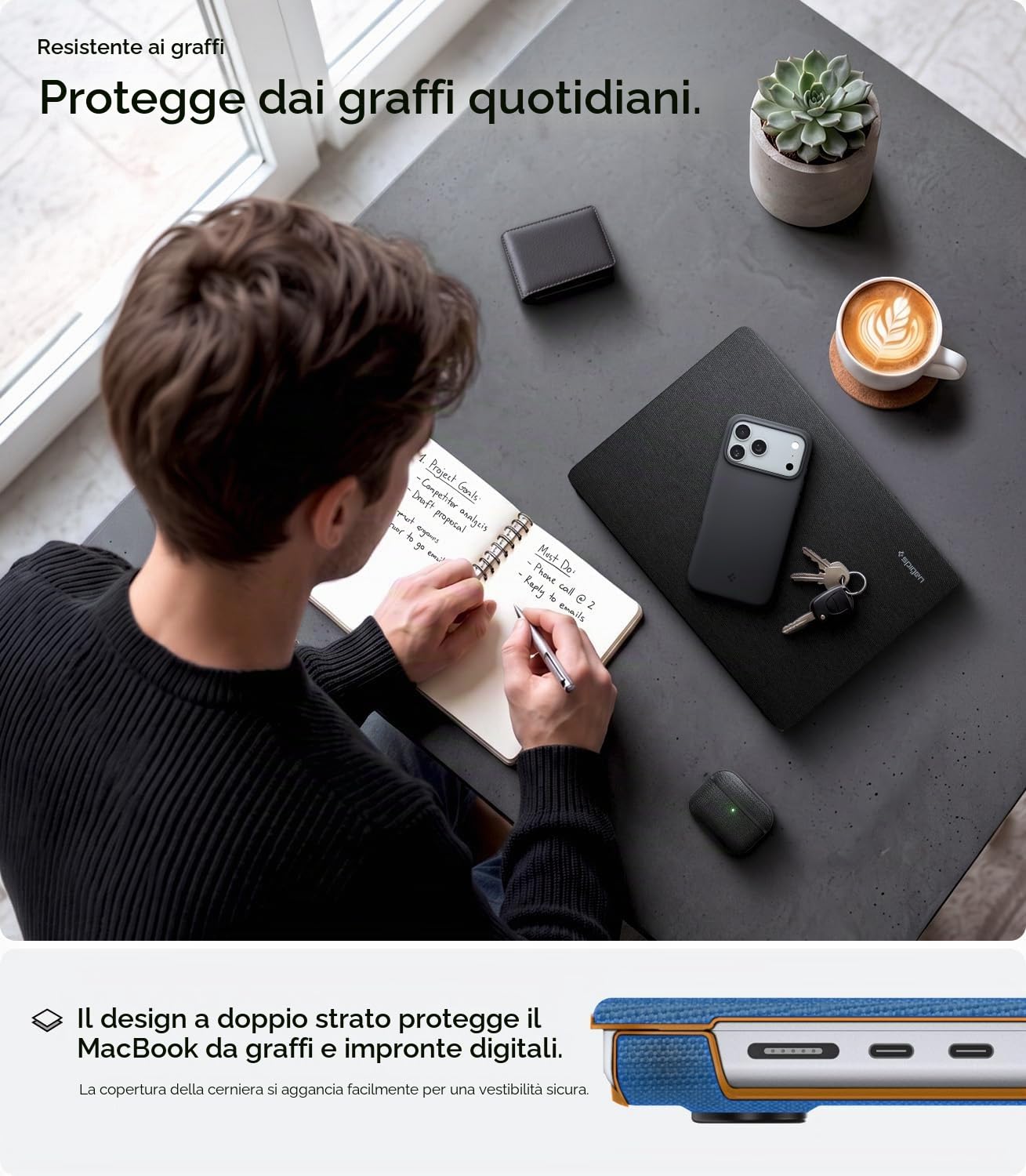 Spigen Cover Urban Fit Compatibile con MacBook Pro 14 pollici M5/M4/M3/M2/M1/Pro/Max (2026-2021), Custodia in Tessuto Anti-Impronta e Antigraffio - Nero