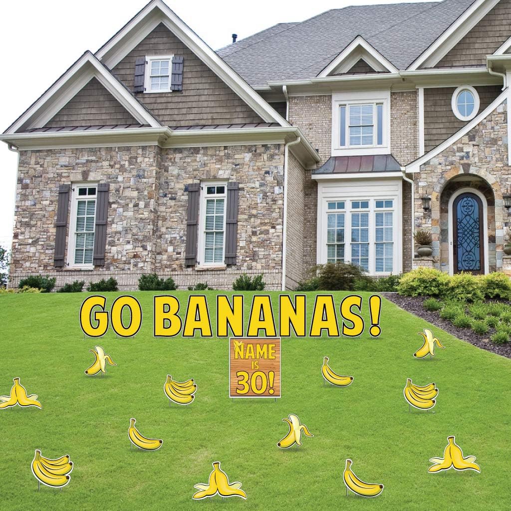 VictoryStore Yard Decorations: Happy Birthday Go Bananas Yard Decorations Custom Name and Age, 23pcs Includes Stakes