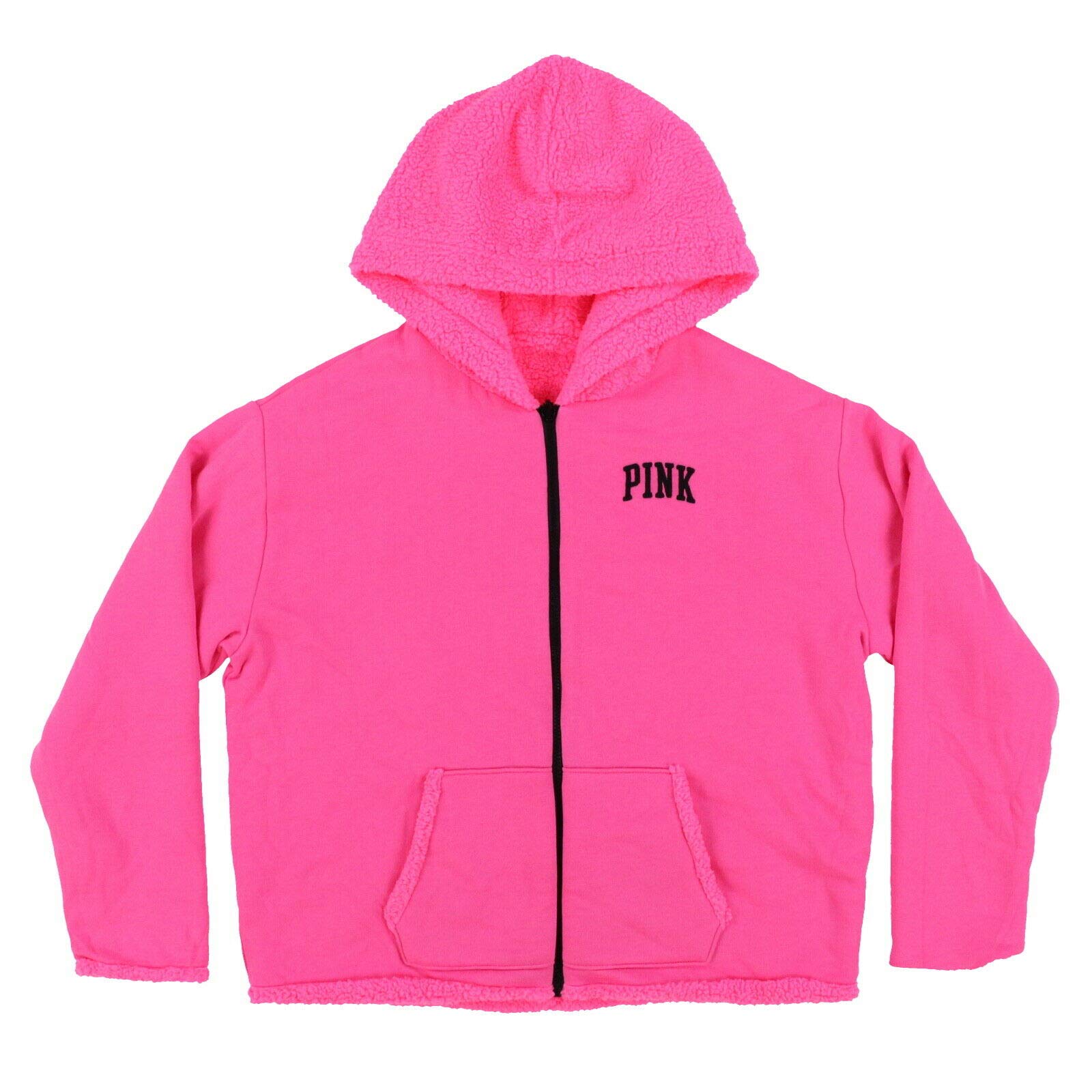 Pink Hoodie Reversible Sherpa Full Zip Sweatshirt