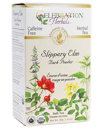 Celebration Herbals Slippery Elm Bark Powder Loose Pack Tea Caffeine Free, 40g