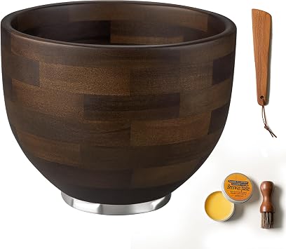وعاء خلط خشب الجوز الأمريكي الفاخر، متوافق مع خلاطات Kitchen Aid ذات الرأس المائل سعة 4.5 و5 لتر، أوعية خلط خشبية للخلاط مع قاعدة قفل من الفولاذ المقاوم للصدأ، خشب الجوز الطبيعي الحقيقي