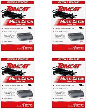 Tomcat Multi-Catch Mouse Trap, 4 Traps | Live Mouse Trap, Catch and Release Mice