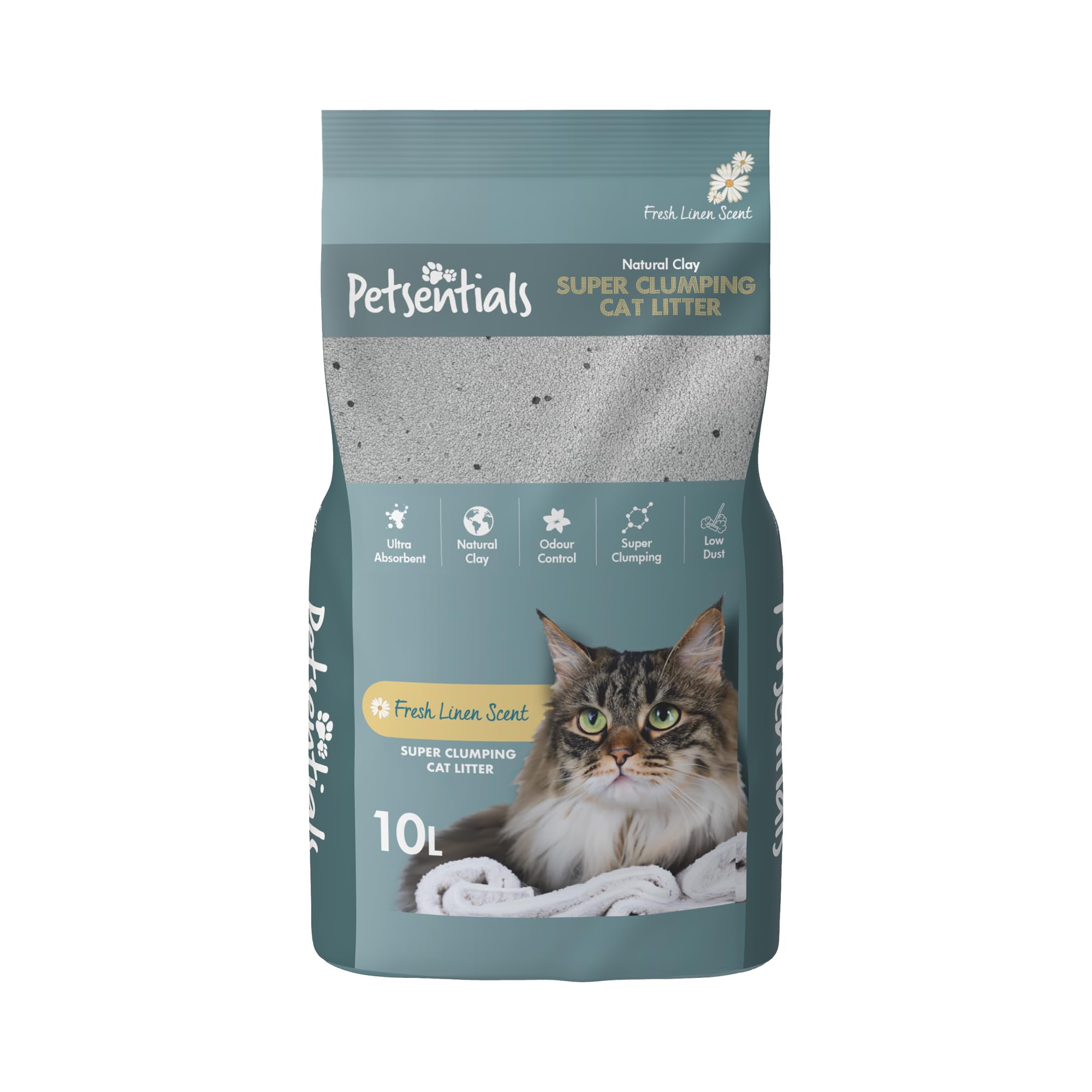 Super Clumping Cat Litter with Fresh Linen Scent | 10L Bentonite Clay | Ultra Absorbent & Odour Control | Fast Clumping, Low Waste, Ideal for Indoor Cats