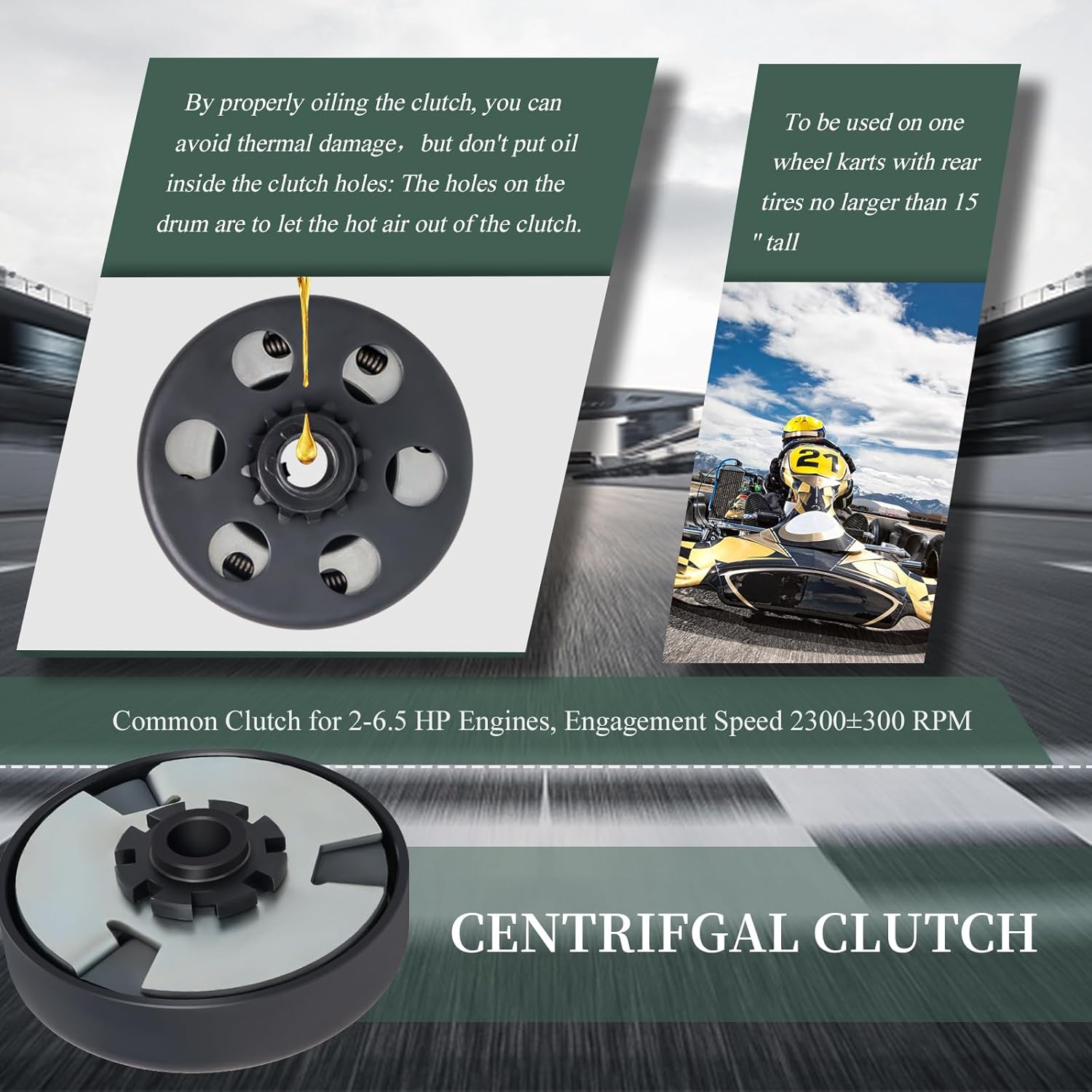Mini Bike Go Kart Clutch 5/8" Centrifugal Clutch Set Bore 12 Tooth with 35 Chain Predator 212 Clutchs Engine for Lawnmower Fun Kart 6.5HP