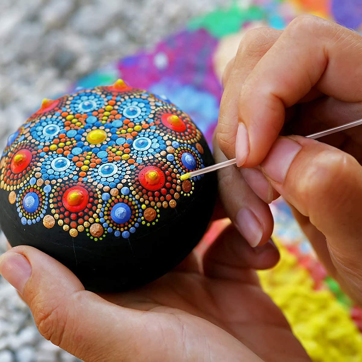 AmigozZ (17pcs Complete Dot Mandala Set) Nail Art Dotting Marbleizing Tool Pen for Nail Decoration Stamping and Dotting Rods Acrylic Twist Sticks Wax Pencil Manicure Nail Art Tool 4