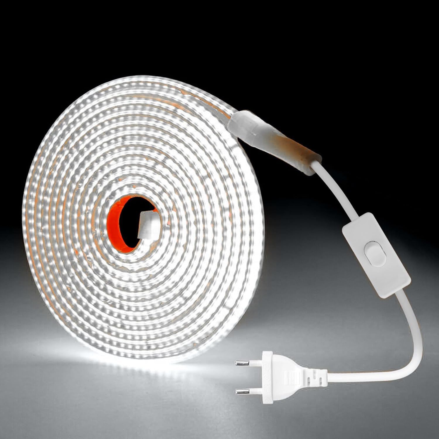 Tira LED COB 220V Con encendido/apagado [34M, Blanco 6000-6500K], IP65 impermeable flexible, 240 LEDs/m tira LED cortable CRI85+, iluminación decorativa para hogares y tiendas