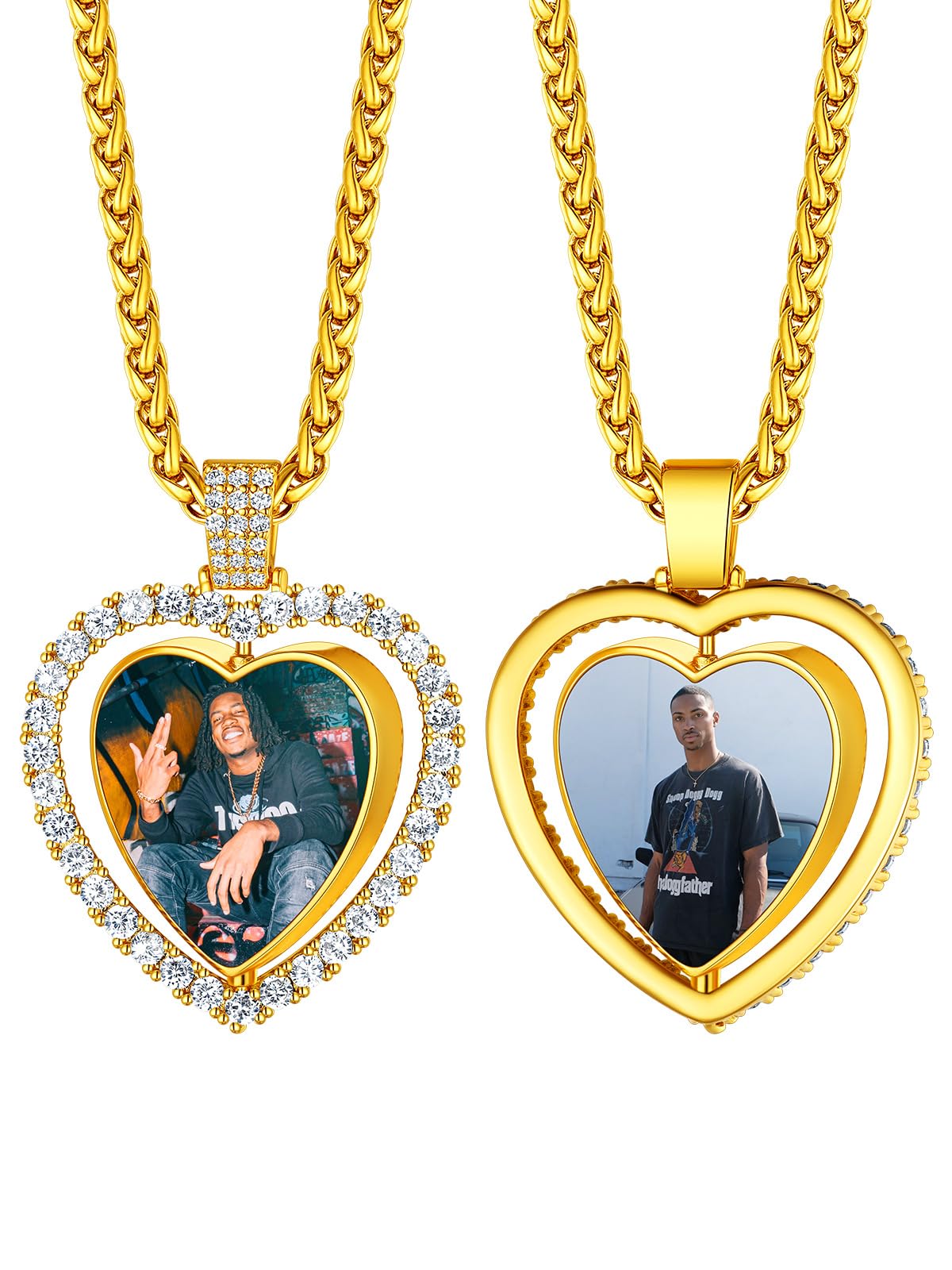 Custom4U Picture Necklace Personalized Photo Circle Chain for Men Women