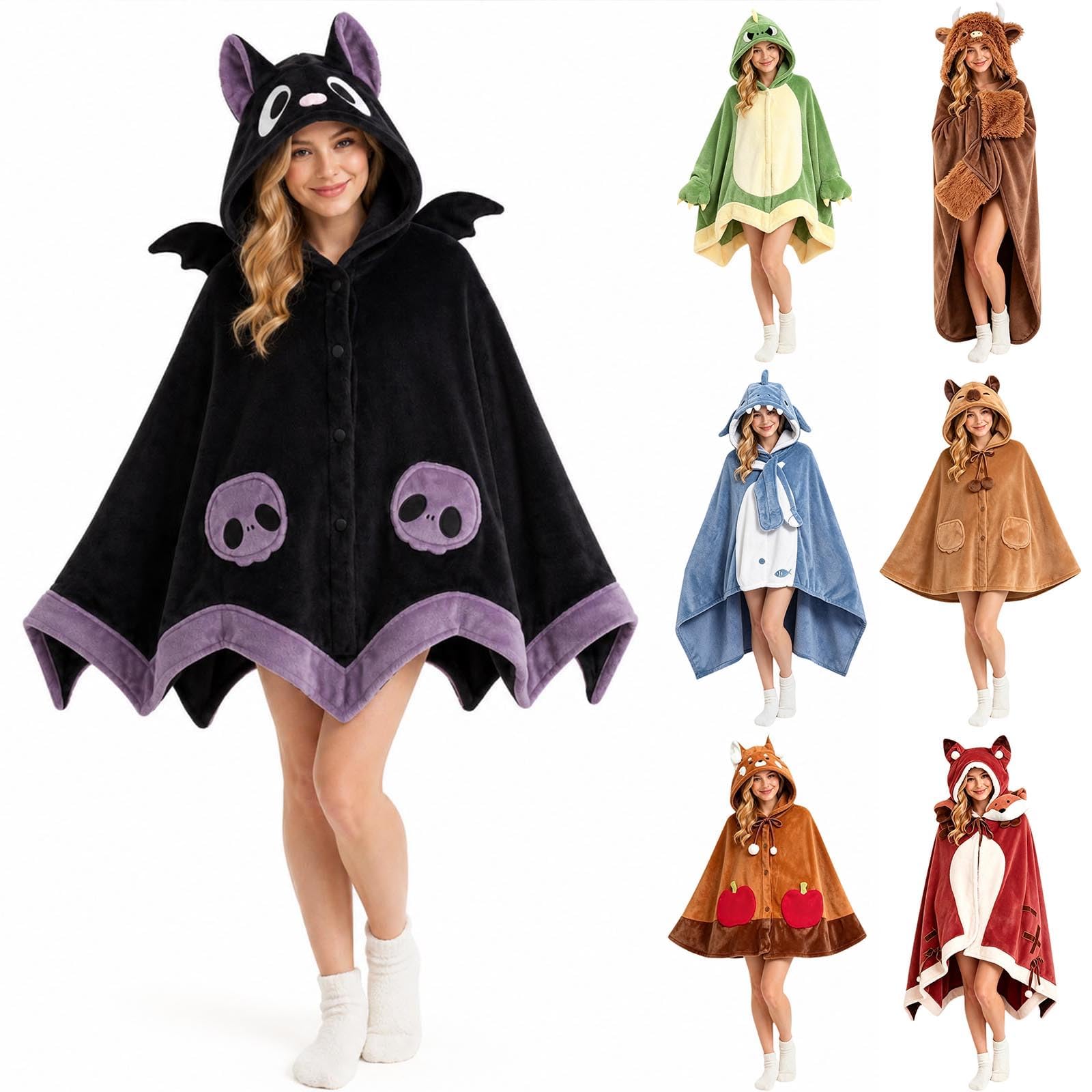 Halloween Costumes for Women Oversized Blanket Hoodie with Demon Wings