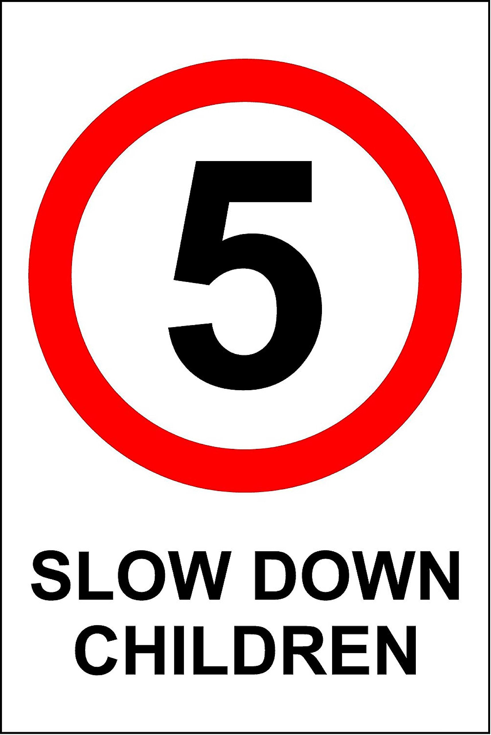 Kpcm Display Ltd Slow Down Children 5 Mph Safety Sign - 3Mm Aluminium Sign 400Mm X 300Mm
