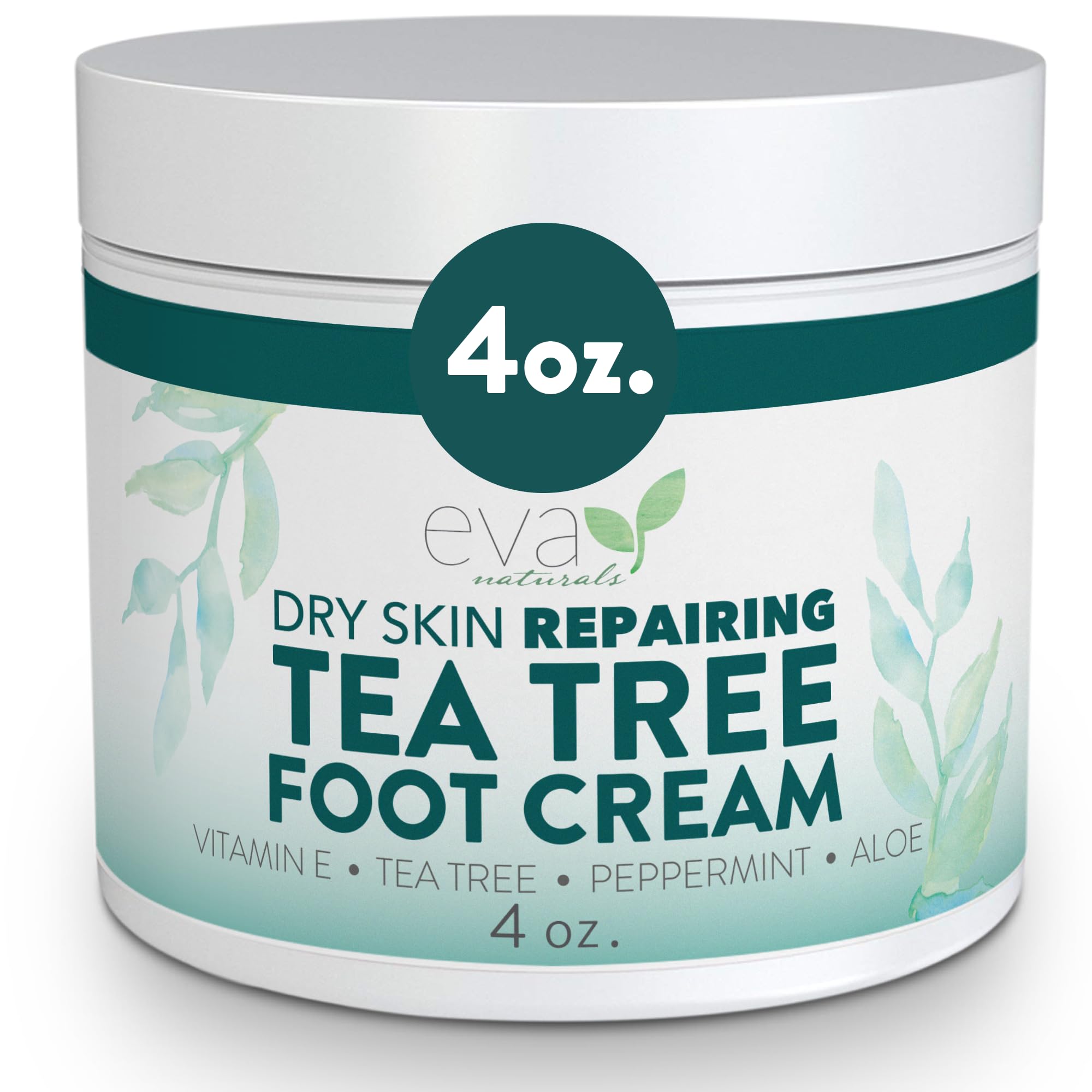Crema de pies de árbol de té - Loción para pies con menta, mentol y menta verde - Tratamiento calmante para pies para talones y pies secos agrietados
