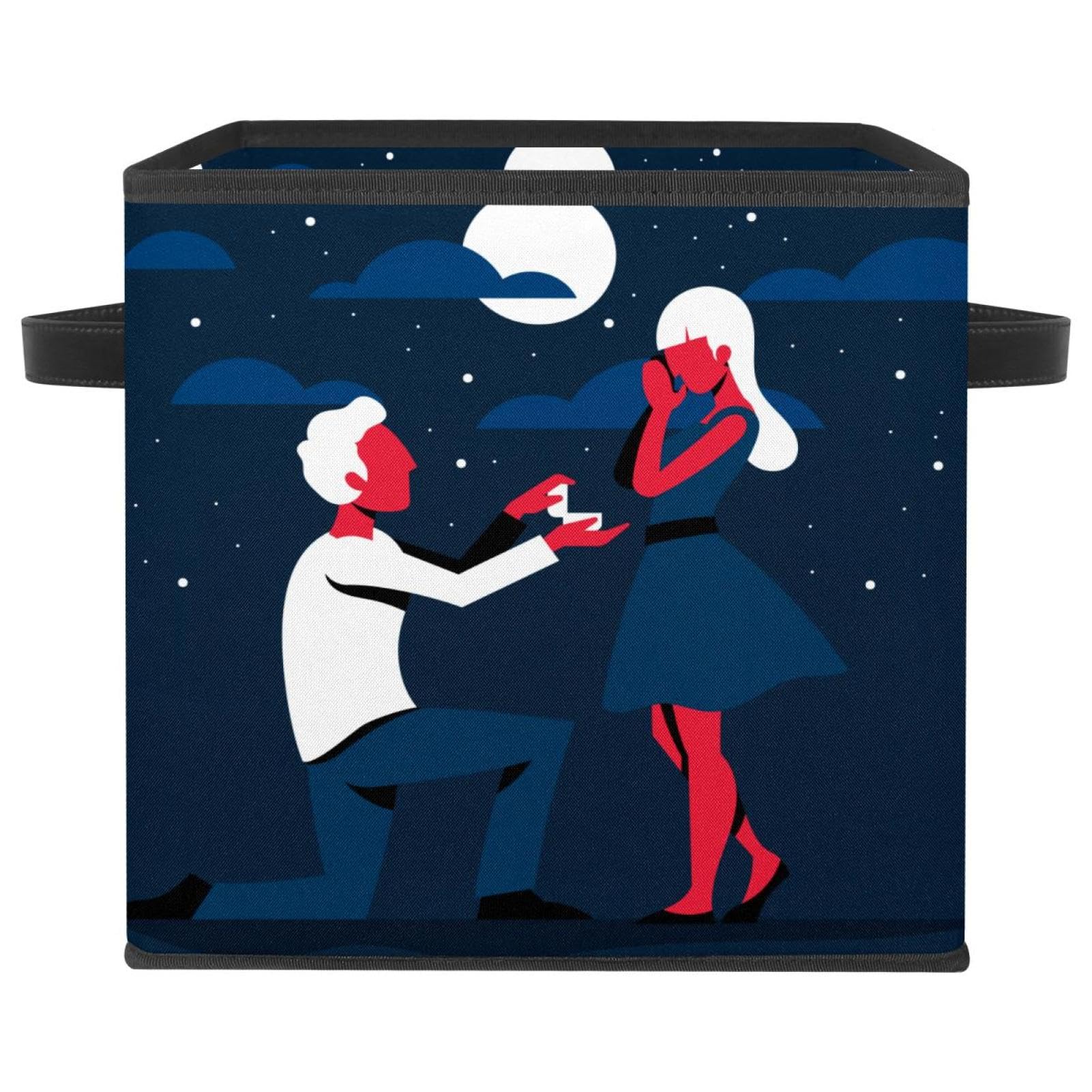 Boîte de rangement en tissu Couple Amoureux pour une chambre romantique