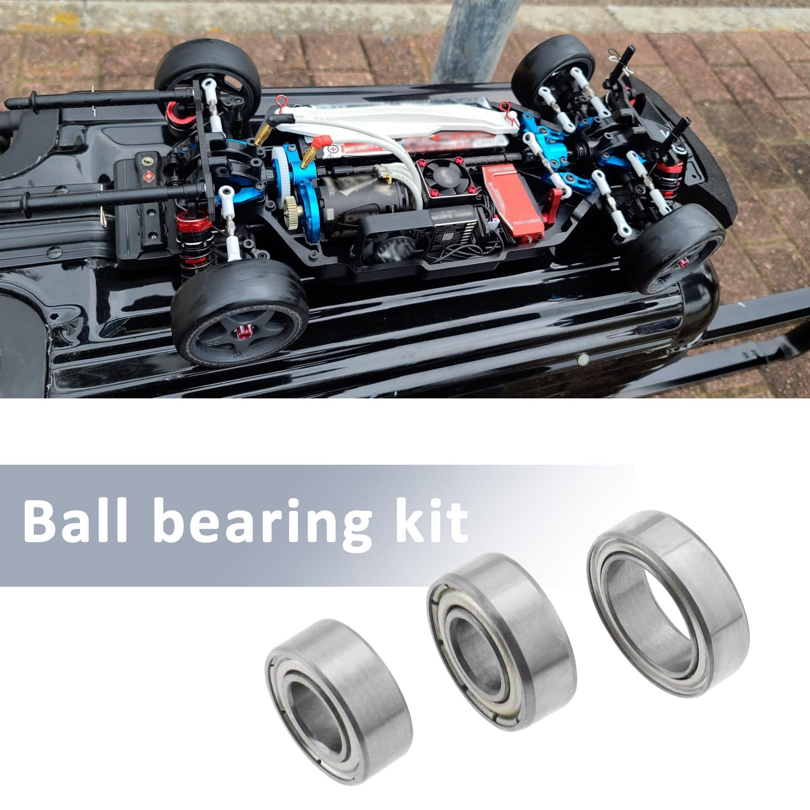 LT Easiyl 16pcs RC Chassis Ball Bearing 10x5x4mm 11x5x4mm 12x8x3.5mm Steel Ball Bearing Axle Set Compatible with TT-02 Chassis Ball Bearing Repair Kit