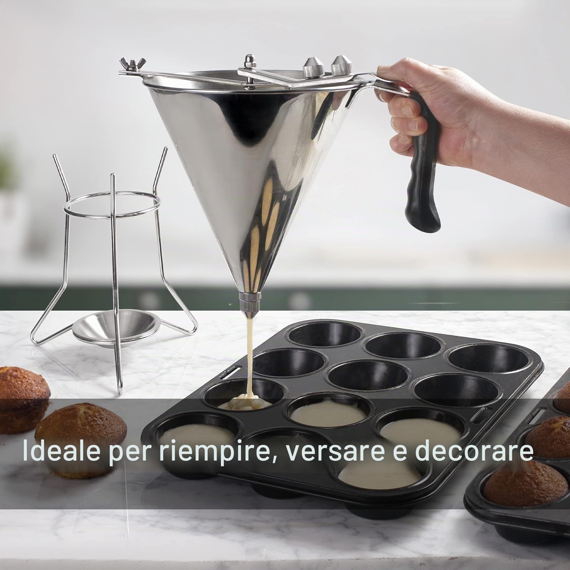 Lacor 67150 Imbuto dosatore in Acciaio Inossidabile 18/10 con Sistema a Leva per Una Portata Regolabile, 2'00 L