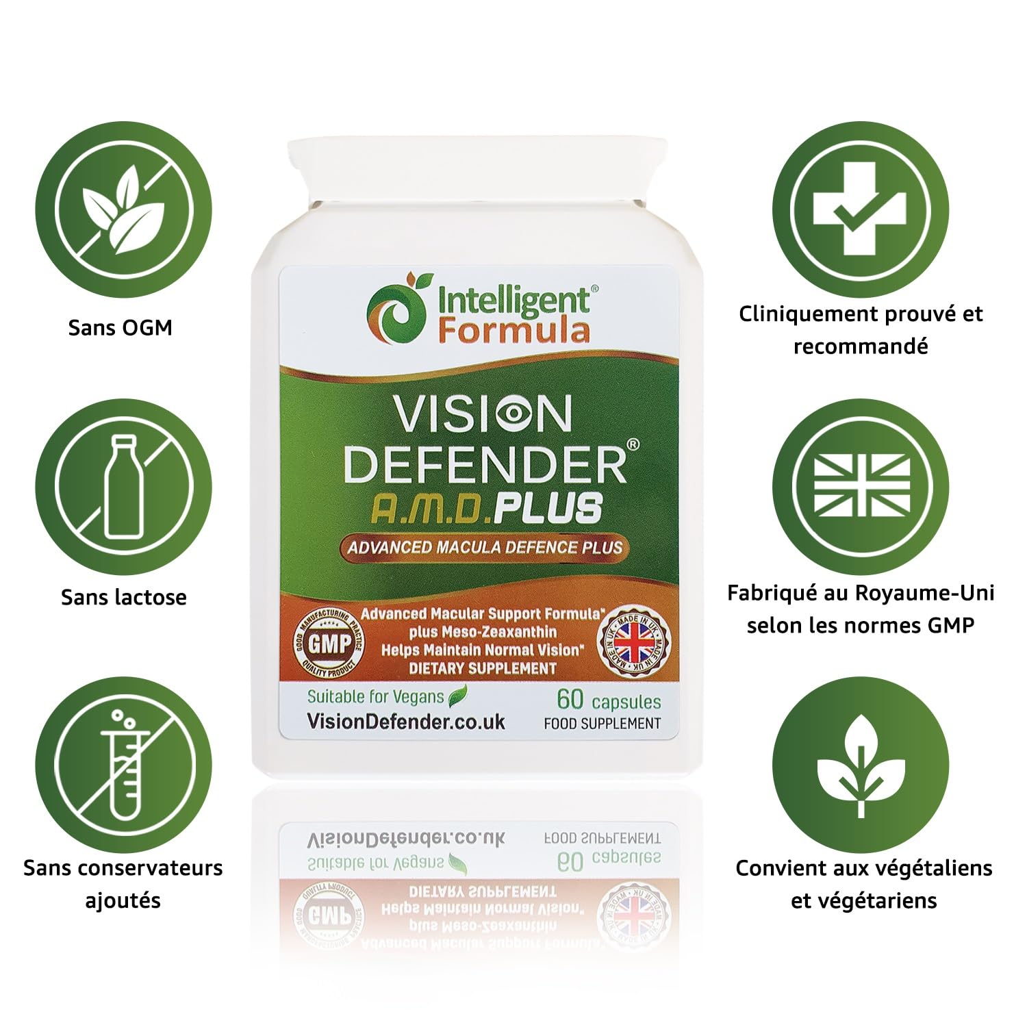 Vision Defender Plus Complément Alimentaire pour les Yeux – Formule AREDS2 Améliorée avec Més-Zéaxanthine – 7 Nutriments Essentiels (Lutéine, Zéaxanthine, Vitamines C & E, Zinc, Cuivre) – 60 Gélules