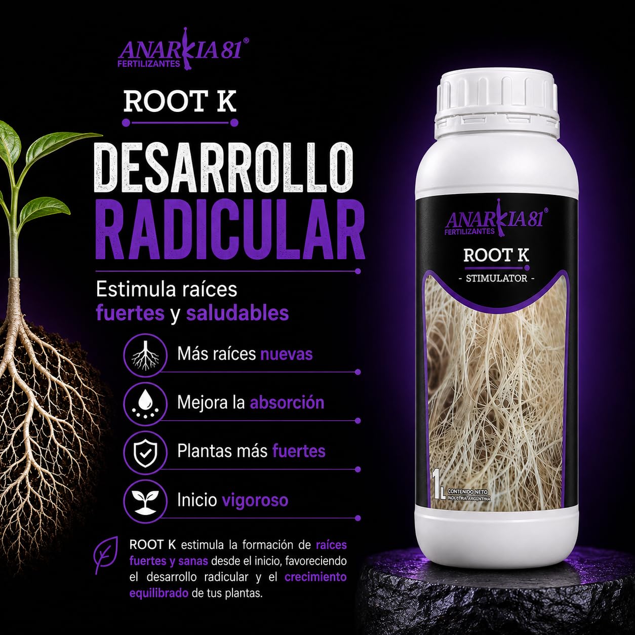 Kit Línea K 100L - Anarkia81 - Fertilizantes Crecimiento y Floración - K1, K2, Root K, X Treme, Kall Green, Enzymes y Colosal
