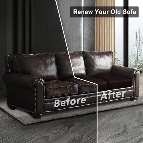 Miniatura 7 de Fundas de cojín de sofá con aspecto de cuero, juego de fundas de asiento de sofá, protector de muebles para sillón seccional, sofá biplaza para