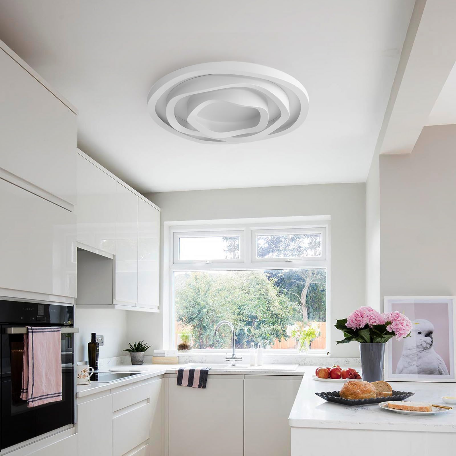 Plafoniera LED Soffitto Moderna Bianca a Forma di Fiore, Lampadario LED Soffitto Ø50cm,Regolabile 3000-6000K con Telecomando,Plafoniera Soffitto per Camera da Letto,Soggiorno,Sala da Pranzo