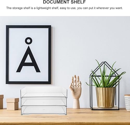 Miniatura 8 de Bandeja apilable de acrílico de 3 niveles, bandeja de acrílico transparente, caja de almacenamiento de documentos para oficina, espacio de trabajo,