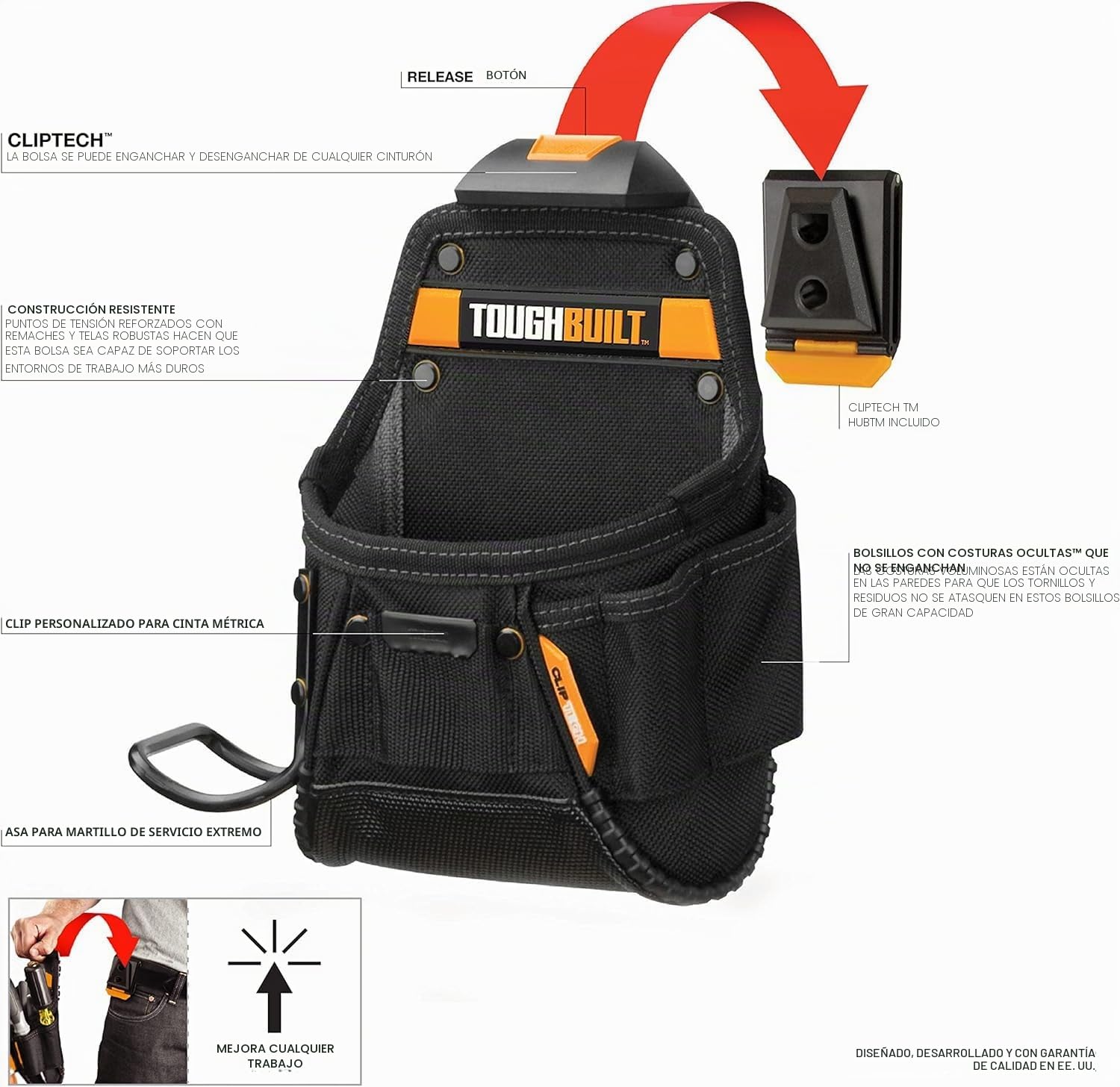 TOUGHBUILT TOU-CT-24 - Bolsa para proyectos/Lazo para Martillo