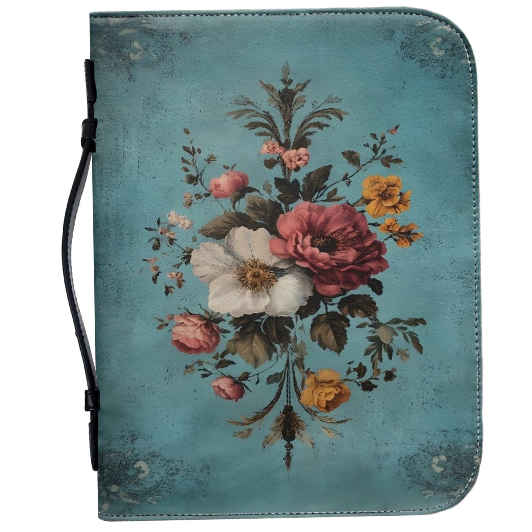 Bible Bible Couverture biblique florale, étui PU à imprimé floral vintage à fermeture éclair avec poignée pour les femmes et les filles, L, caisses
