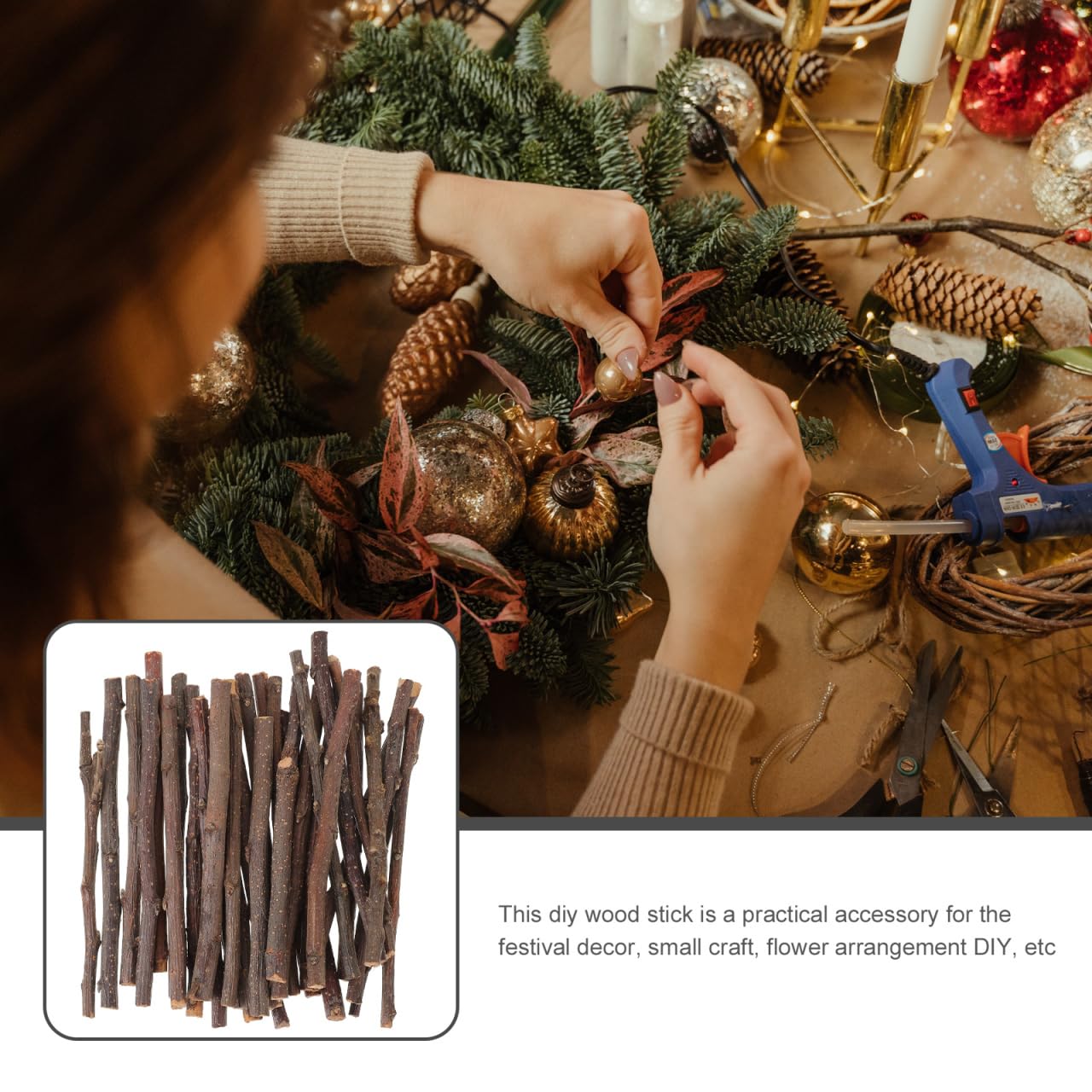 Garneck 40pcs Natural Wooden Sticks for Crafts: 12cm Real Wood Twigs for Crafting Fairy Gardens Rustic Small Log Bundle for DIY Art Decoration & Model Building - Image 2