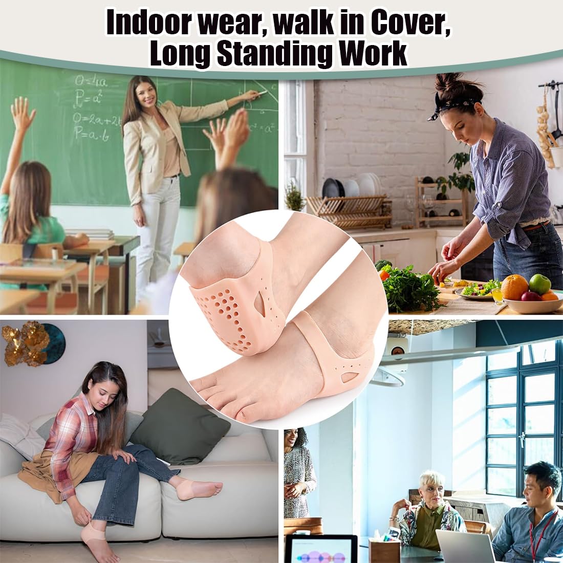 Protector de Talón de Gel para Fascitis Plantar - Copa de Talón para Hombres & Mujeres, Talla 36-43, Alivia Dolor de Tendón de Aquiles & Talones Agrietados