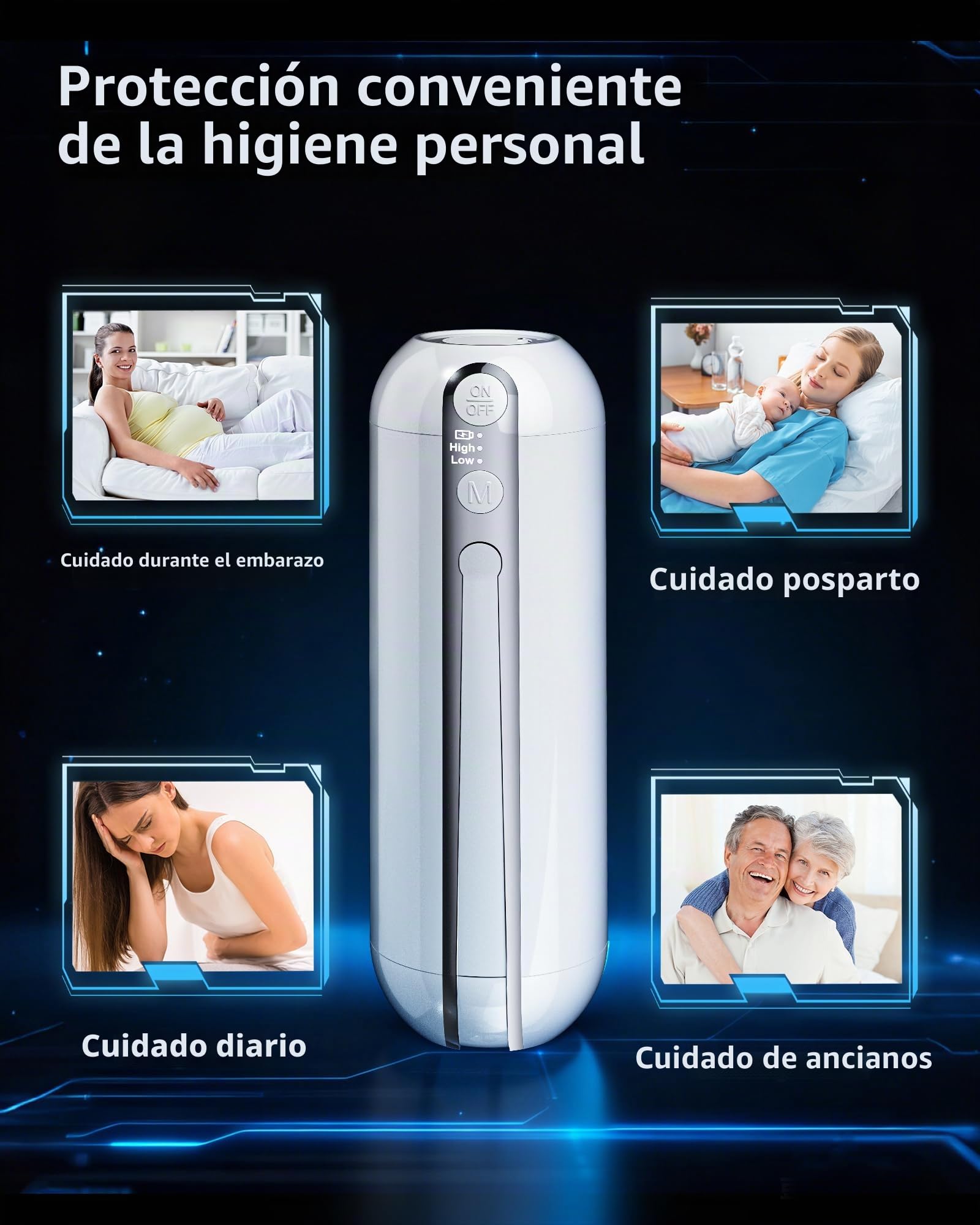 Bidé portátil eléctrico para viajes, botella de higiene íntima por USB-C | Pulverizador, depósito de agua plegable de 200 ml (6,8 oz) para acampada, 2000 mAh, cuidado personal para hombres y mujeres.