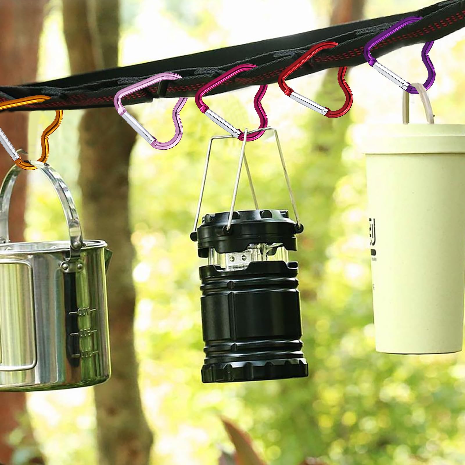Lot De 20 Mousquetons Cœur En Aluminium Multicolores – Porte-clés, Attache Pour Camping, Pêche, Rando – Léger Et Résistant