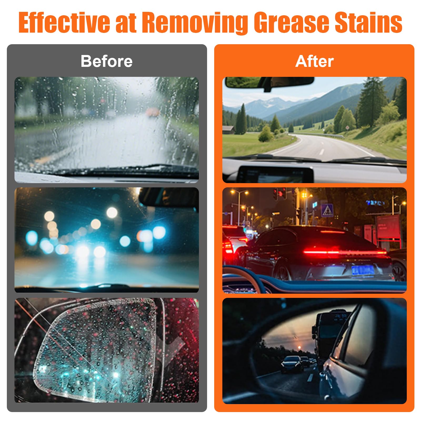 Nettoyant Anti-Buée et Film Gras pour Vitres Auto, 2x100ml Émulsion Nettoyante avec Brosse Intégrée, Nettoyant Vitre Voiture et Pare-Brise, pour une Visibilité Parfaite