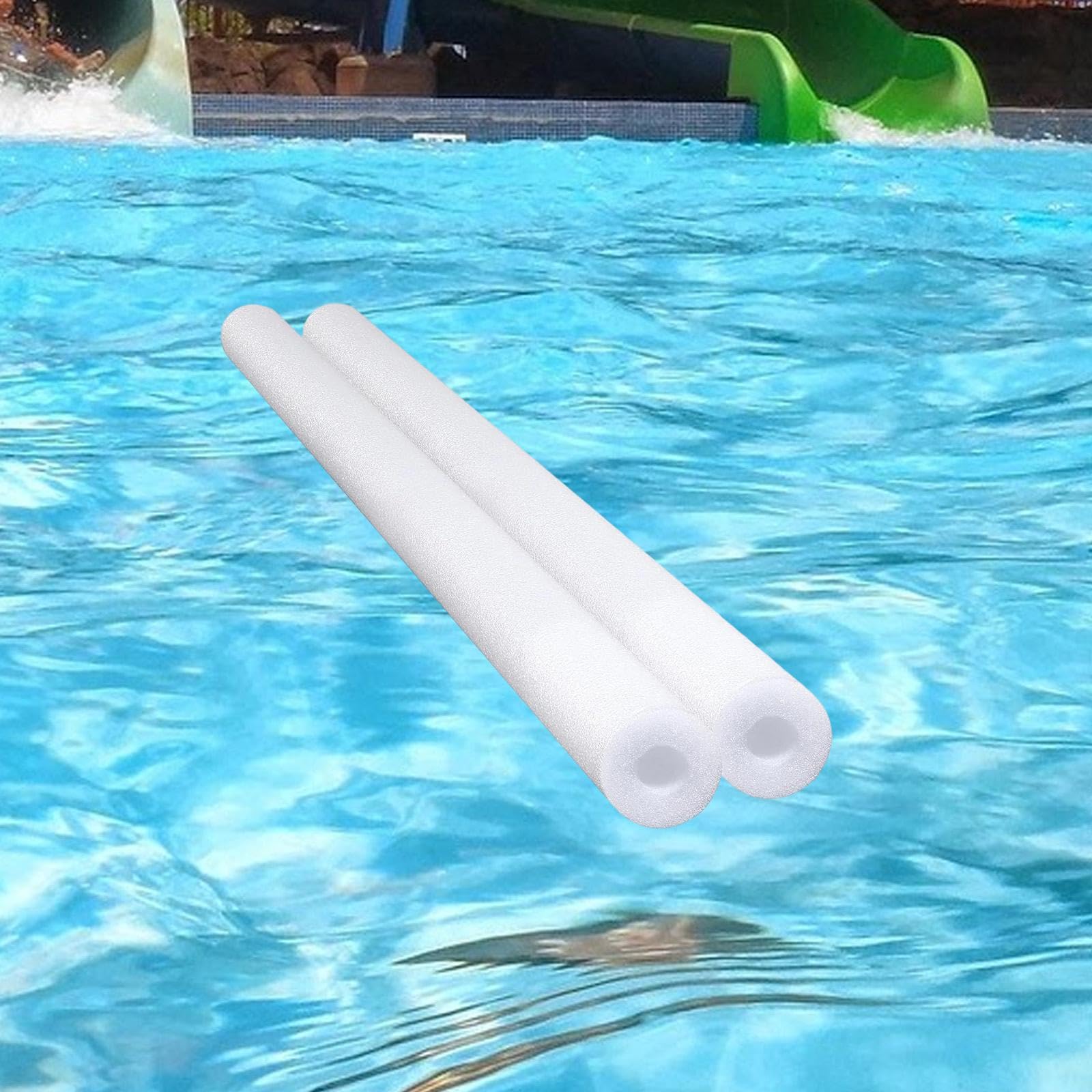 2 flotadores de Piscina Reutilizables, Tubos Huecos para Principiantes, para Playa, Fiesta, decoración, Blanco