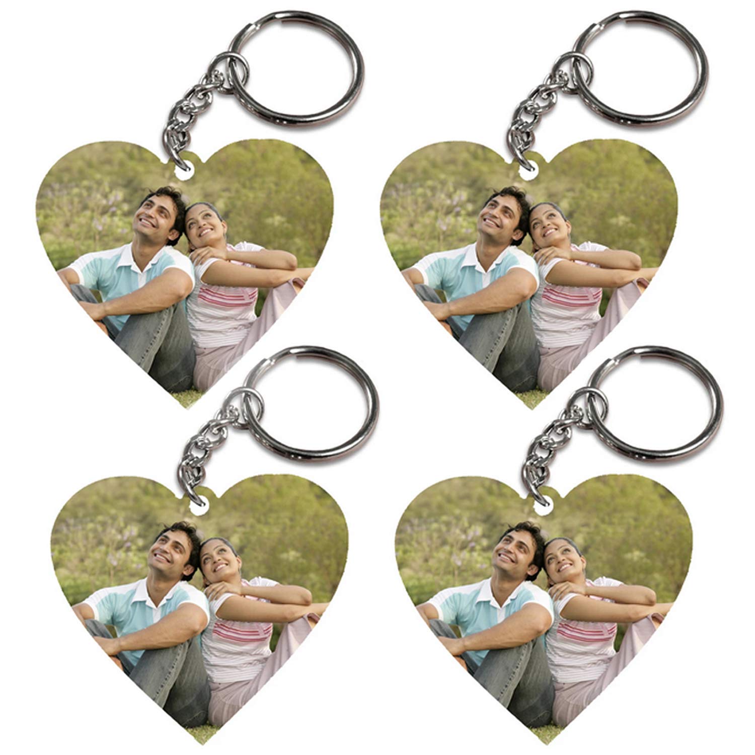 Personalised Heart Photo Keychain (Combo SeCustomised With Photo Unique Birthday Key Chain (Multicolour 5.7x6CM)-image-18