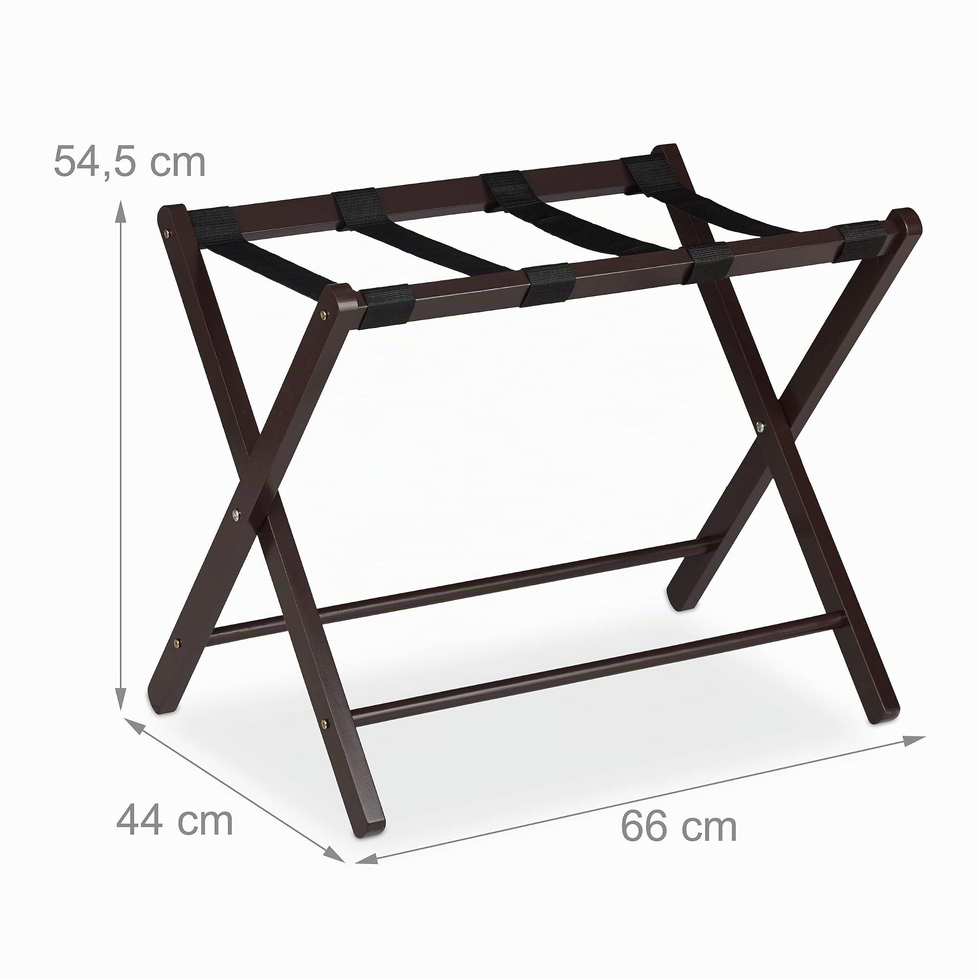 Relaxdays Soporte para Maletas Madera, Reposa Maletas Plegable, Porta equipajes, 54,5 x 66 x 44 cm, Color marrón