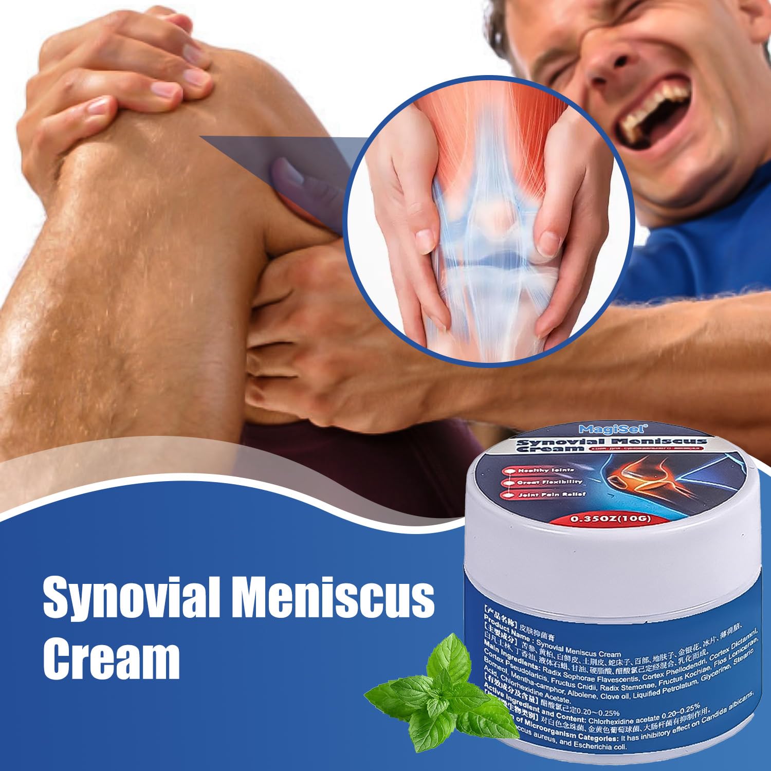 Crème Anti-douleur 10g Pour Genou Et Entorses - Pommade Analgésique Ménisque - Neuf Emballé