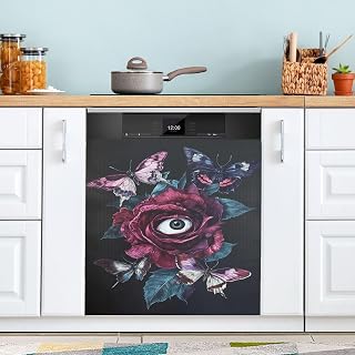 Cubiertas magnéticas para lavavajillas, diseño de bola de ojos, color rosa oscuro, imanes para lavavajillas, cubierta decorativa para refrigerador, decoración de cocina