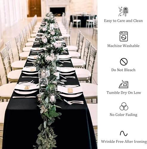 Miniatura 5 de Paquete de 8 manteles rectangulares color negro de 60 x 84 pulgadas, manteles rectangulares a granel de 4 pies, manteles de tela de poliéster
