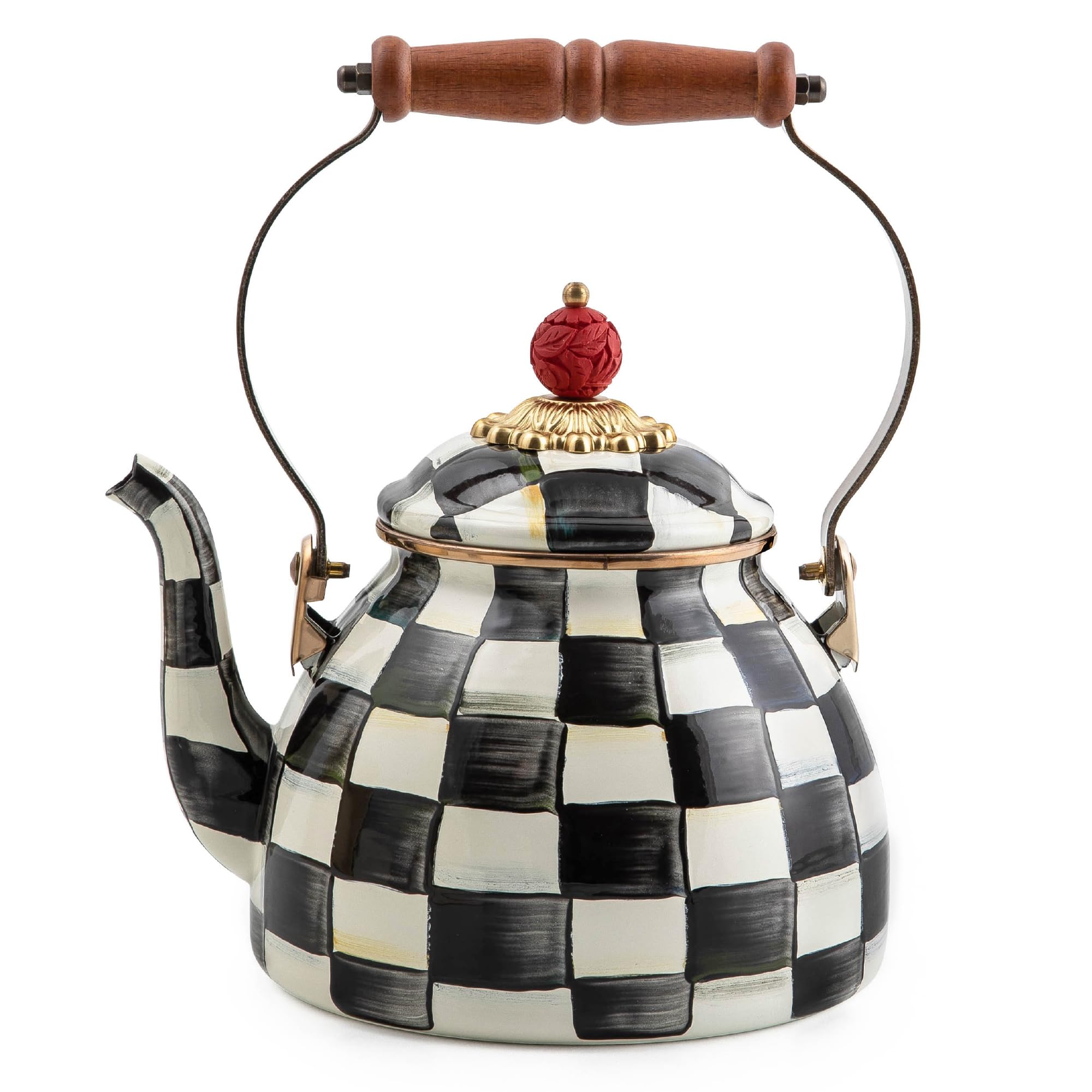 mackenzie-childs courtly Check Enamel Tea Kettle 2 Quart