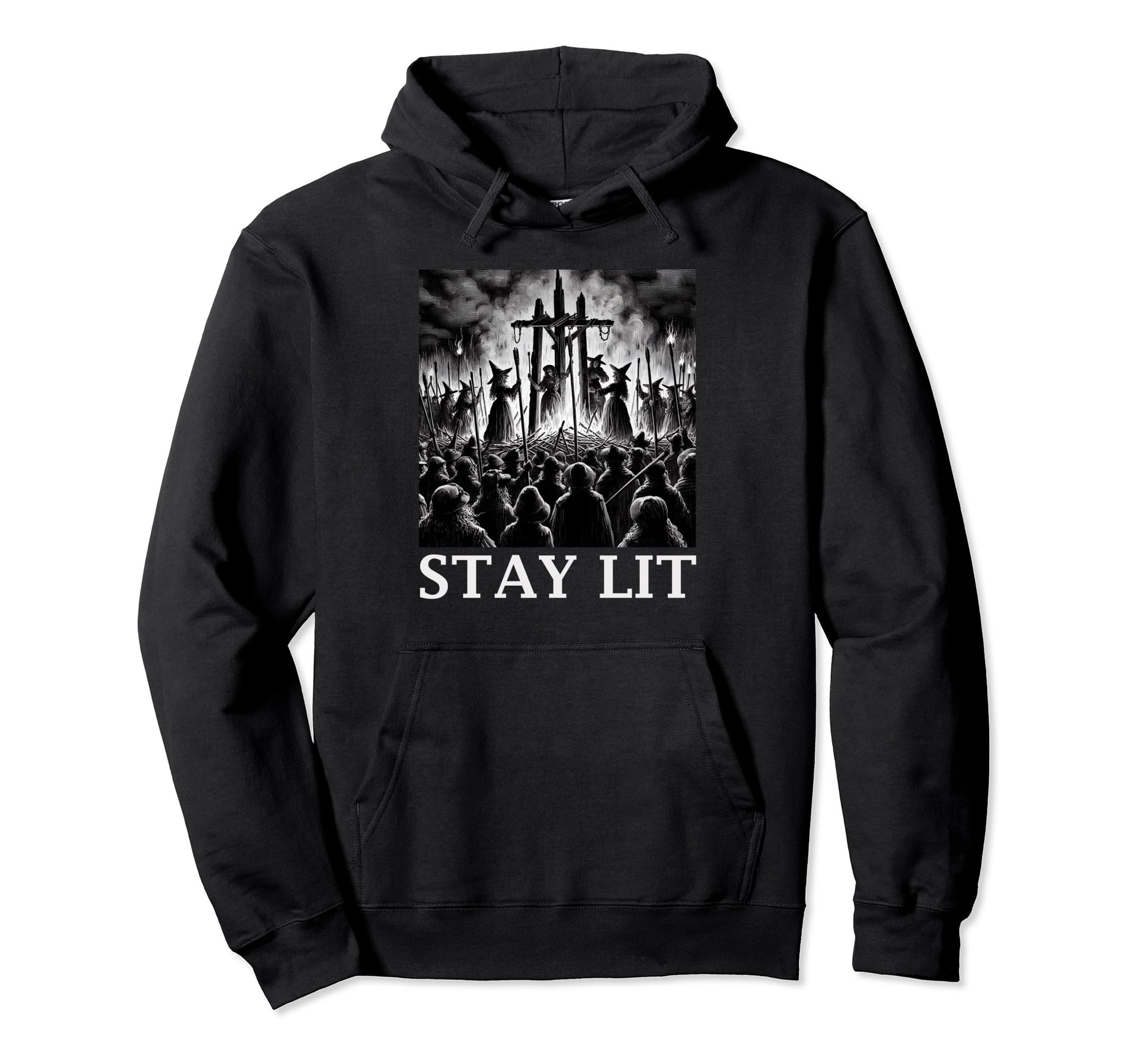 Funny Occult Stay Lit Satan Devil Witch Pullover Hoodie