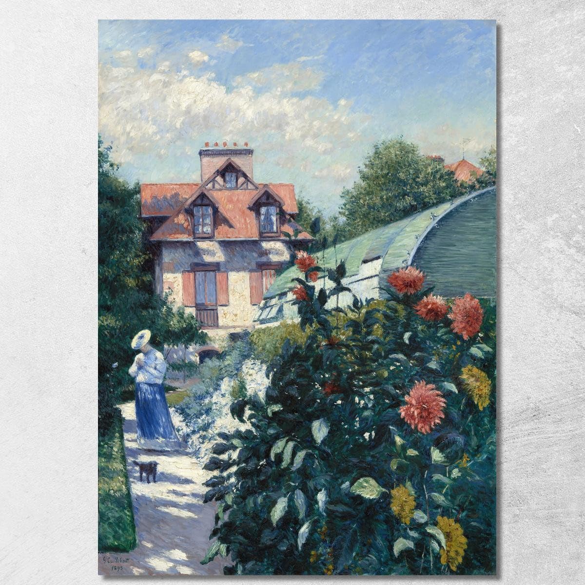 Tableau Jardin des dahlias Caillebotte pour illuminer un salon chaleureux 130x90