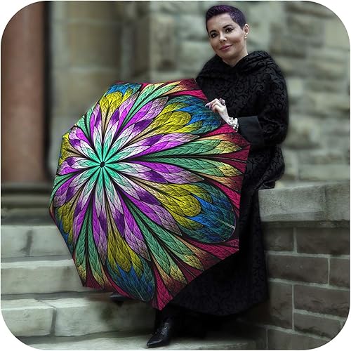 Miniatura 6 de Paraguas de arte abstracto para mujer Paraguas de diseñador hermoso de lluvia con apertura automática Paraguas de moda elegante regalo Paraguas